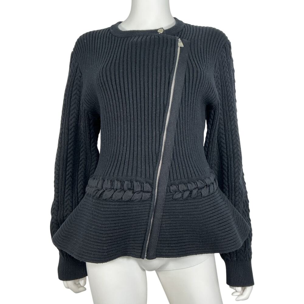 Simkhai Ribbed Black Andi Cardigan Sweater Size XL - Picture 2 of 4